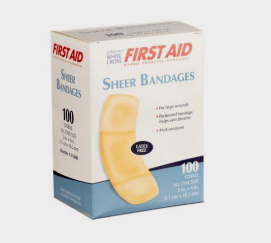 Band Aids, Sheer Strips, 2"x 4"